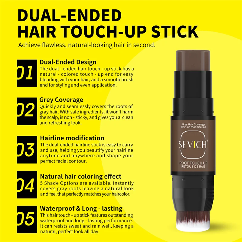 Hairline Shadow Stick White Root Cover Up Hairline Powder Temporary Hair Color Stick Long-Lasting Cover Hair Concealer Pen