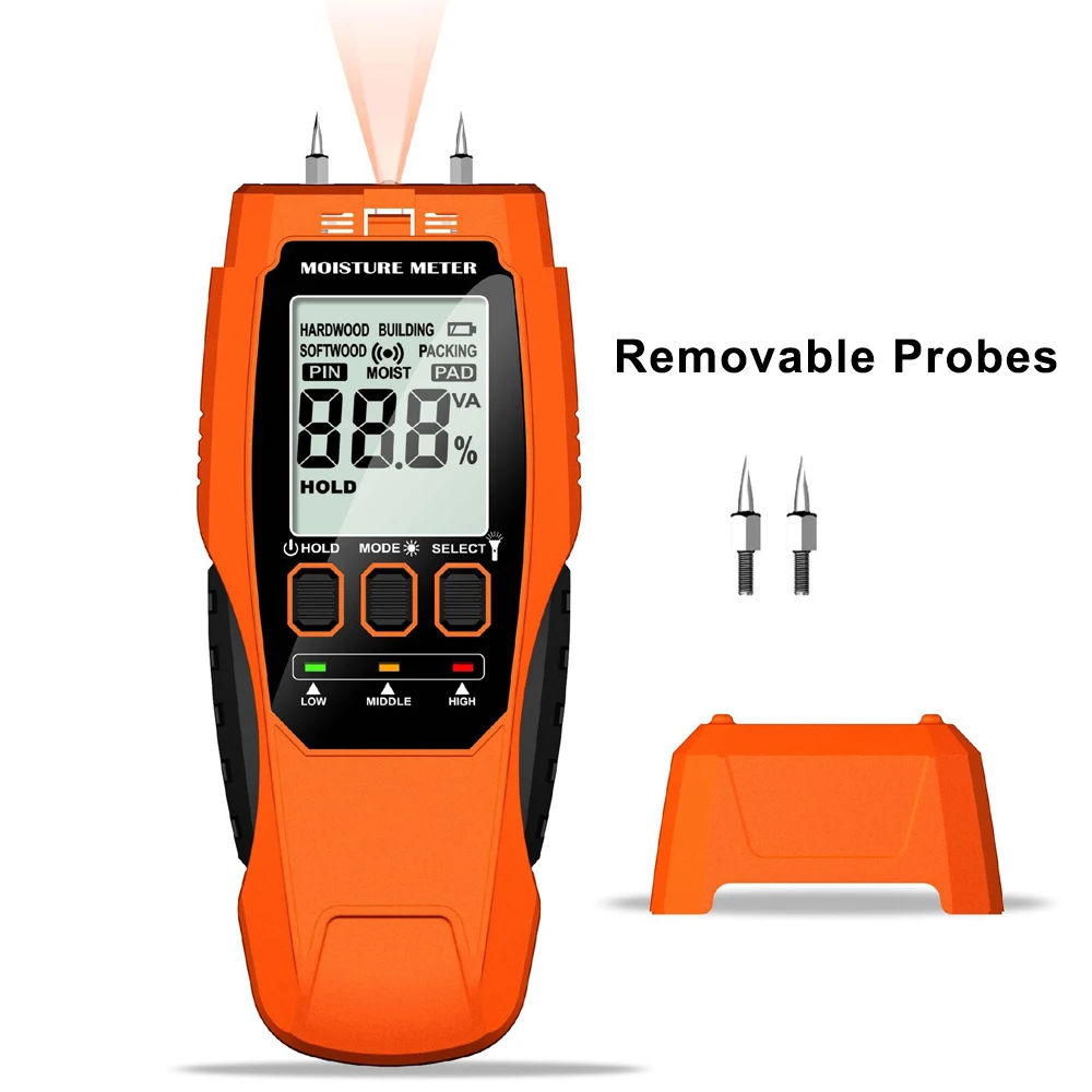 Digital Wood Moisture Test Meter LCD Display with Backlight Timber Humidity Tester Wood Building Moisture Content Detector