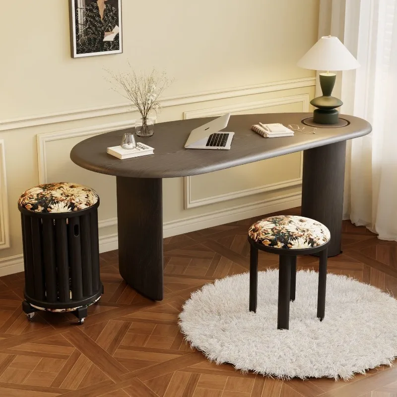 Solid wood stool household stackable bench stacked music stool light luxury high-end round restaurant dining spare stool