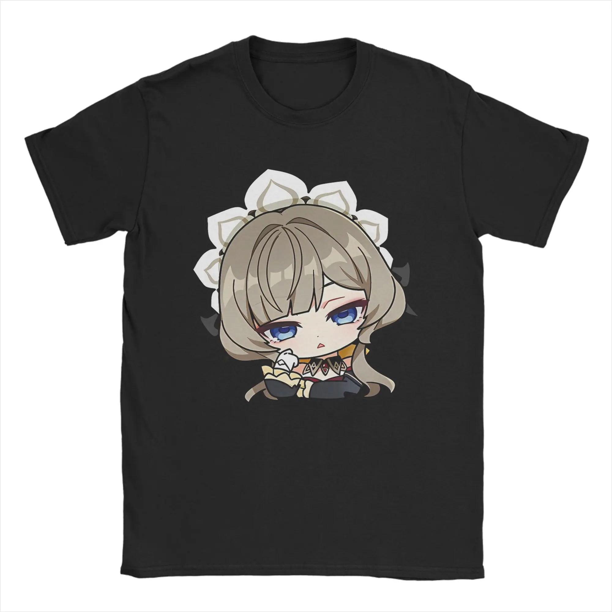 Sandrone Genshin Impact T Shirts for Men Cotton Vintage T-Shirts Round Collar  Tee Shirt Short Sleeve Clothing Printed