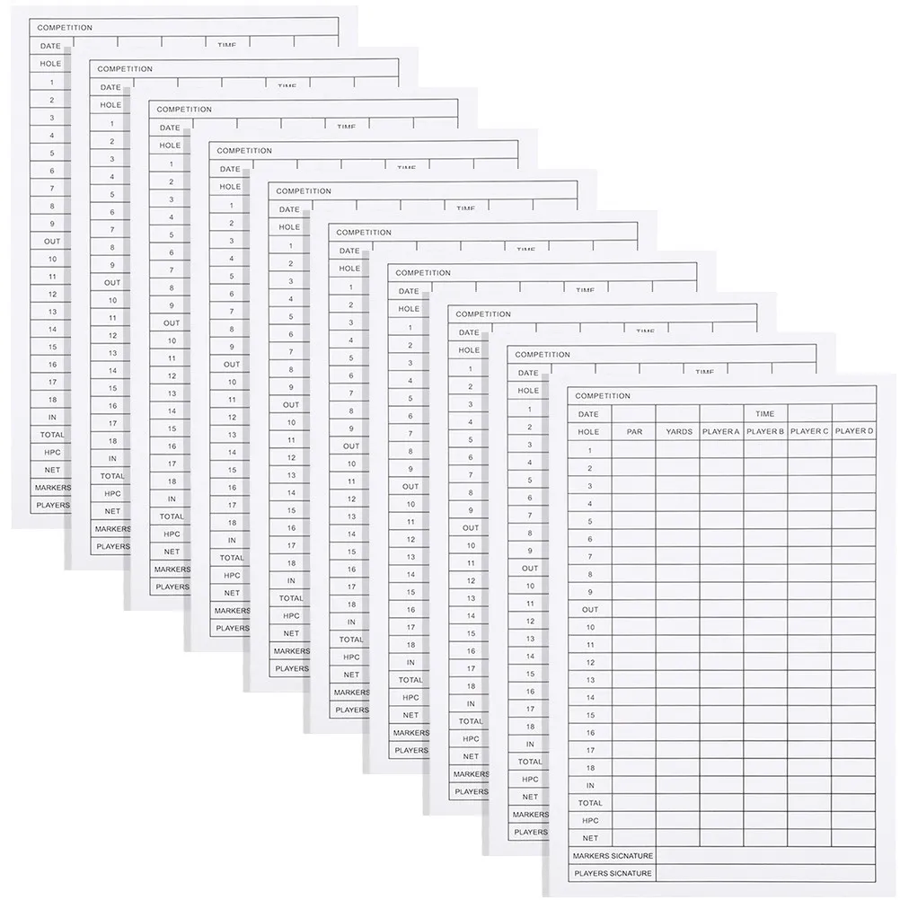 

10Pcs Golf Scorecards Coated Paper Premium Score Record Cards Lightweight Portable Score Recording Supplies