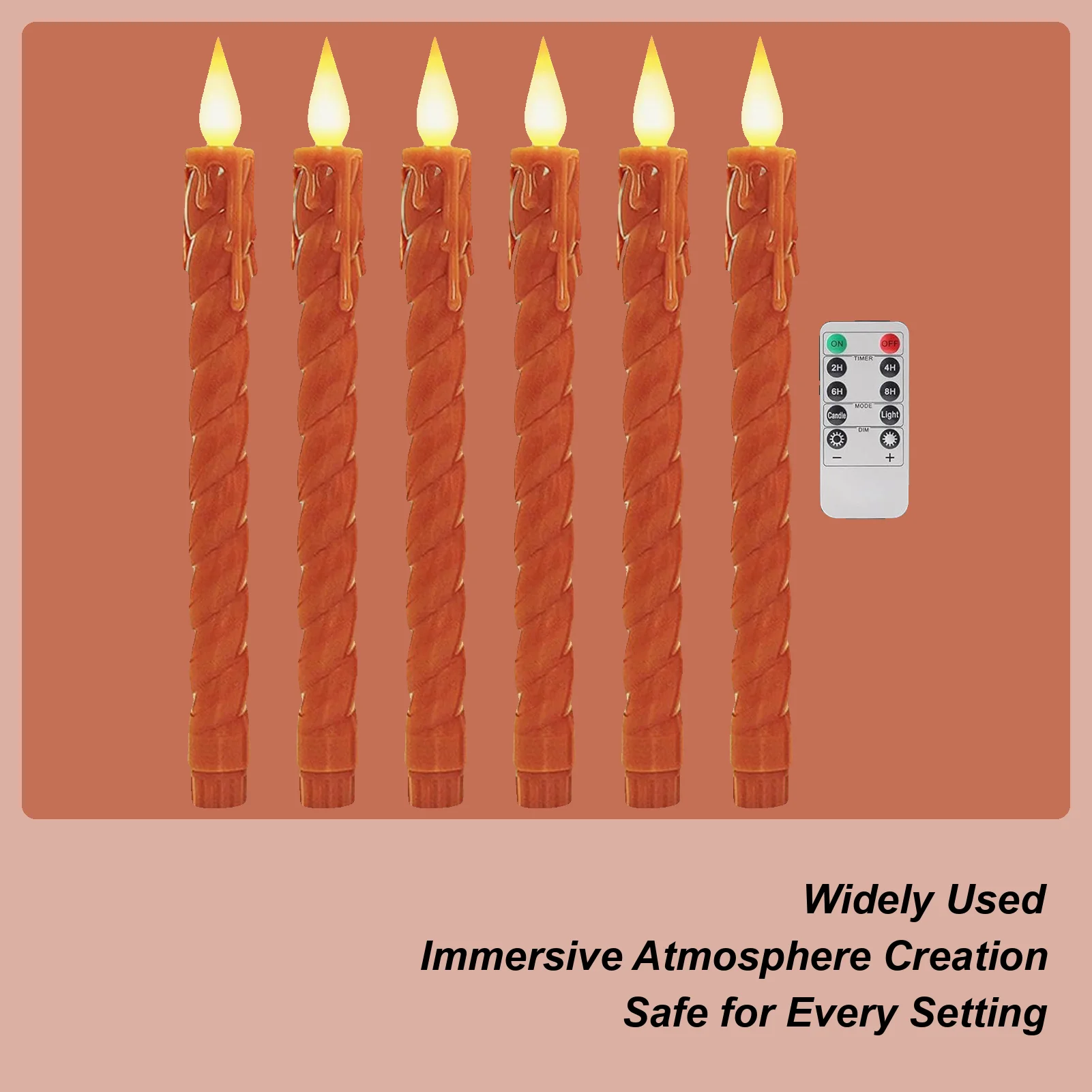 Flameless Taper Candles With Remote Battery Operated Candlesticks With Flickering Light 6 Pieces Ambiance Illumination Lamp For