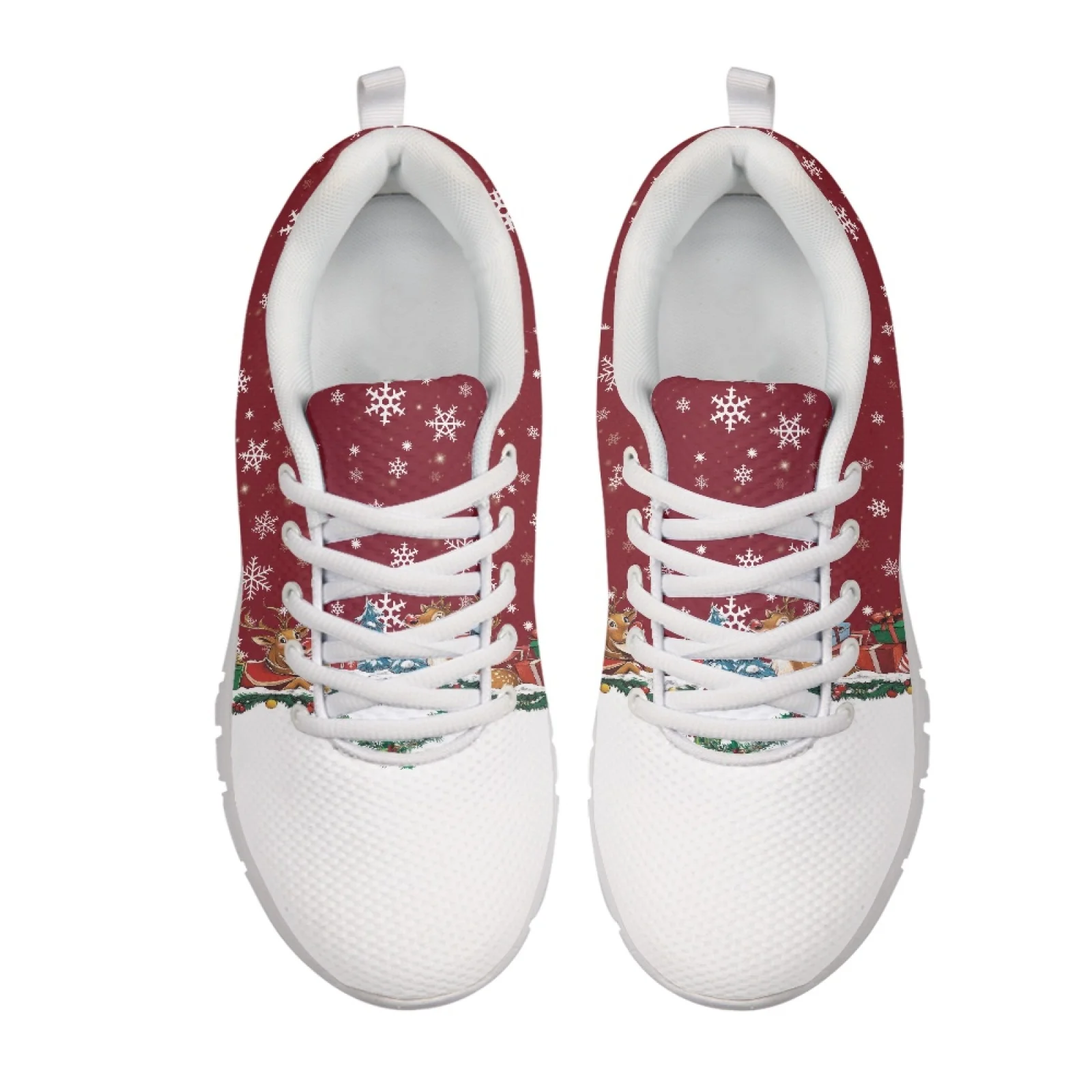 Coloranimal Santa And Sleigh Jogging Shoe Mesh & EVA Sole Fitness Shoes Wear-Resisitant Athletic Shoe for Women