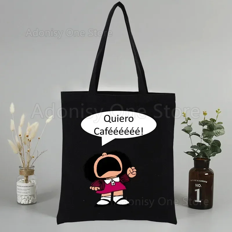 Mafalda Canvas Shoulder Bag Customize  Handbag Ladies Casual Tote Bag Large Capacity Reusable Shopping Bag