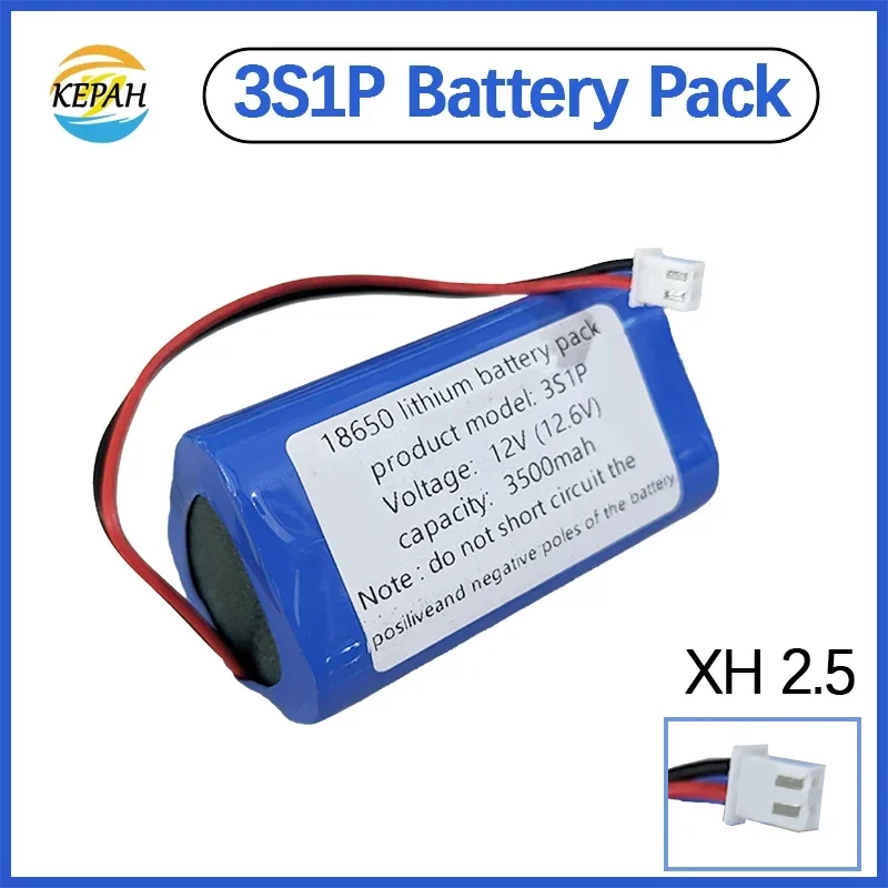 12V 3S1P Battery 12.6V/11.1V 18650 Li-ion Battery Pack 3500mAh Backup Power Supply, CCTV, Camera, Fascia gun，lithium-ion battery