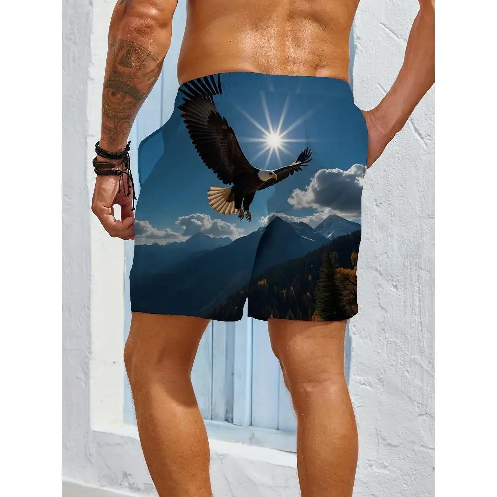 1pcs Men's Short swim trunks2026 Summer 3D Printed Short sleeve Breathable Quick drying Men's pants Polyester running