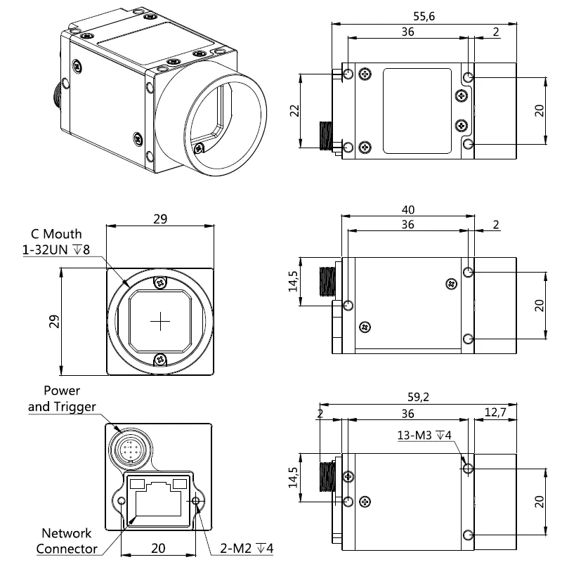 GigE Ethernet Thị Giác Máy 12MP Đơn Sắc 1/1.7 Kỹ Thuật Số Công Nghiệp Camera C Miệng Dẹp Cán 4000X3000 10FPS