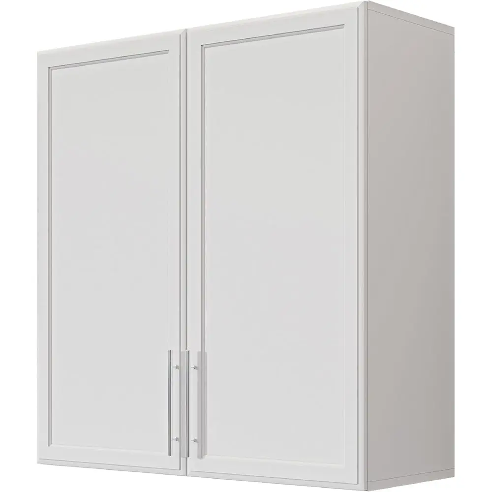

Large White Kitchen Laundry Wall Cabinet with Two Shaker Doors and Adjustable Shelves