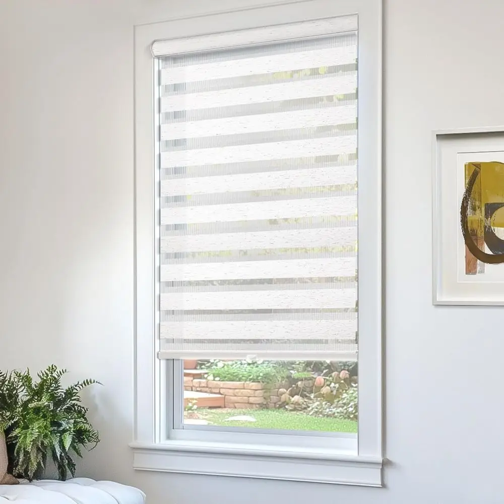 Natural 46x72 Window Roller Shades for Home, Basic Zebra Blinds