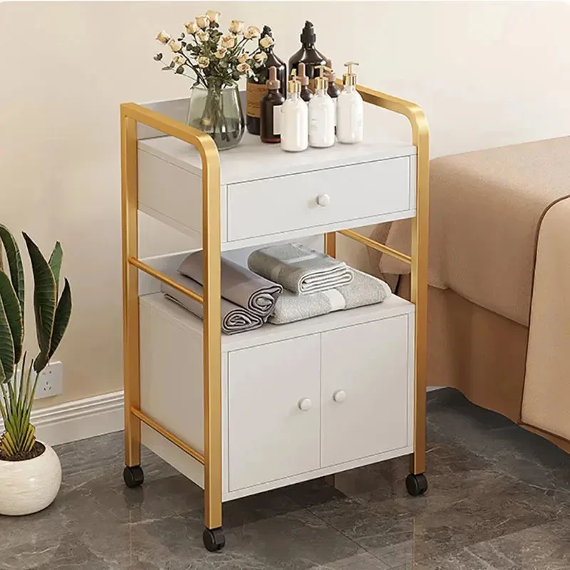 Modern Iron Salon Trolley Beauty Salon Auxiliary Cart with Wheels Barber Shop Mobile Storage Special Tool Cart Salon Furniture