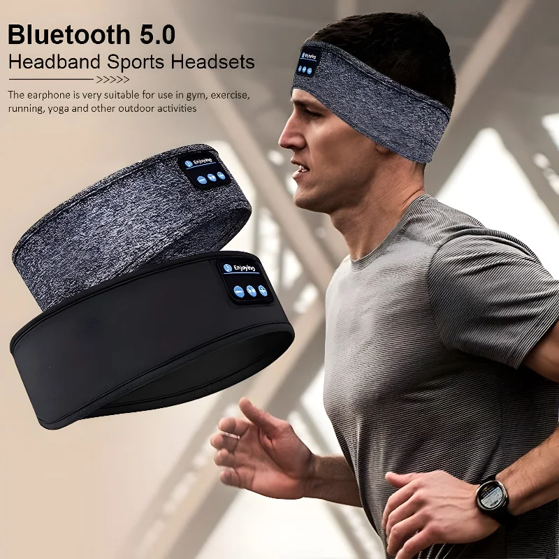 Diadema de música con Bluetooth, diadema deportiva transpirable, banda inalámbrica para correr, banda atlética personalizada para auriculares para dormir, Verano