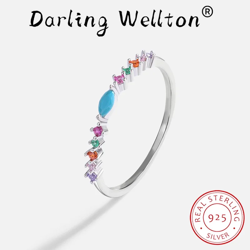 

Delicate Rainbow Sapphire Paraipa Oval Couple Ring For Women Round Full Of Diamonds Original Sterling Silver Anniversary Jewelry