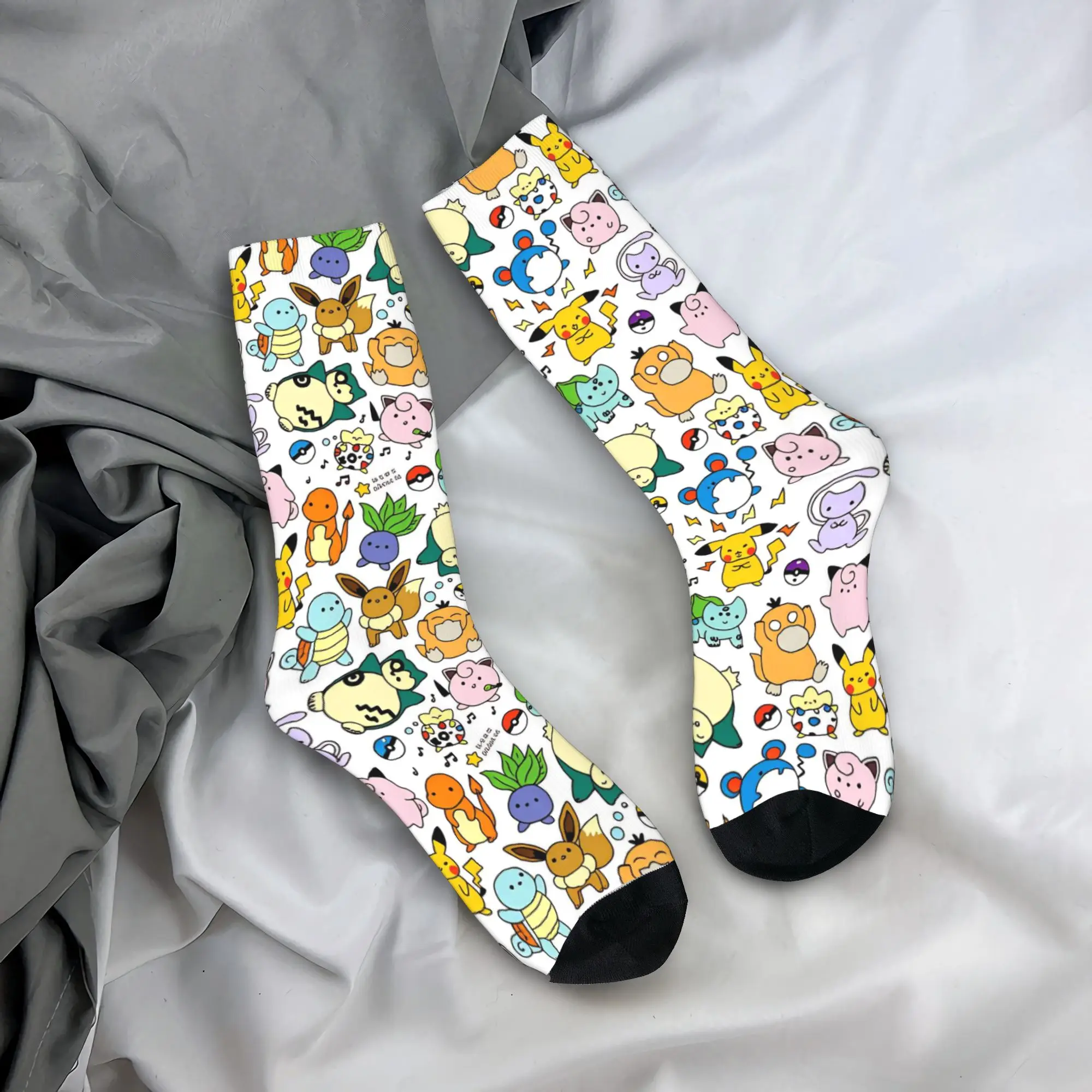

Pokemon Characters Socks Leisure Stockings Men's High Quality Outdoor Sports Socks Winter Printed Anti Skid Socks