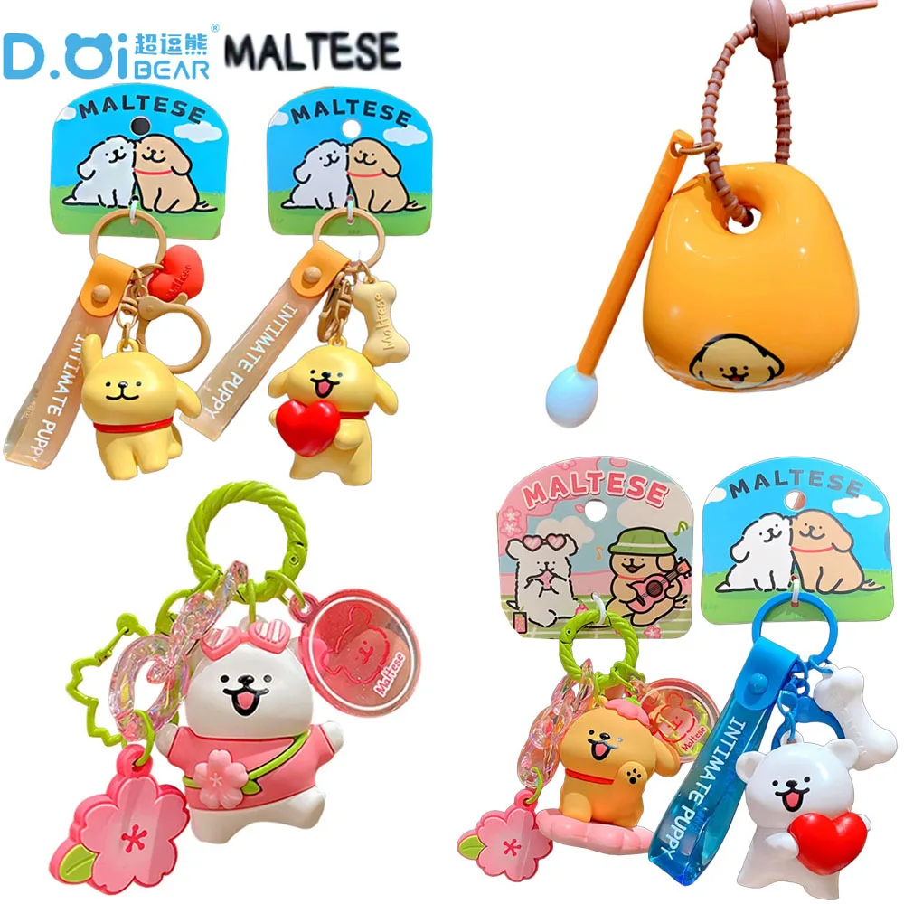 

New Original Maltese Keychain Cute Couple Car Key Chains Girl Backpack Pendant Keyrings Accessories Kids Festival Creative Gifts