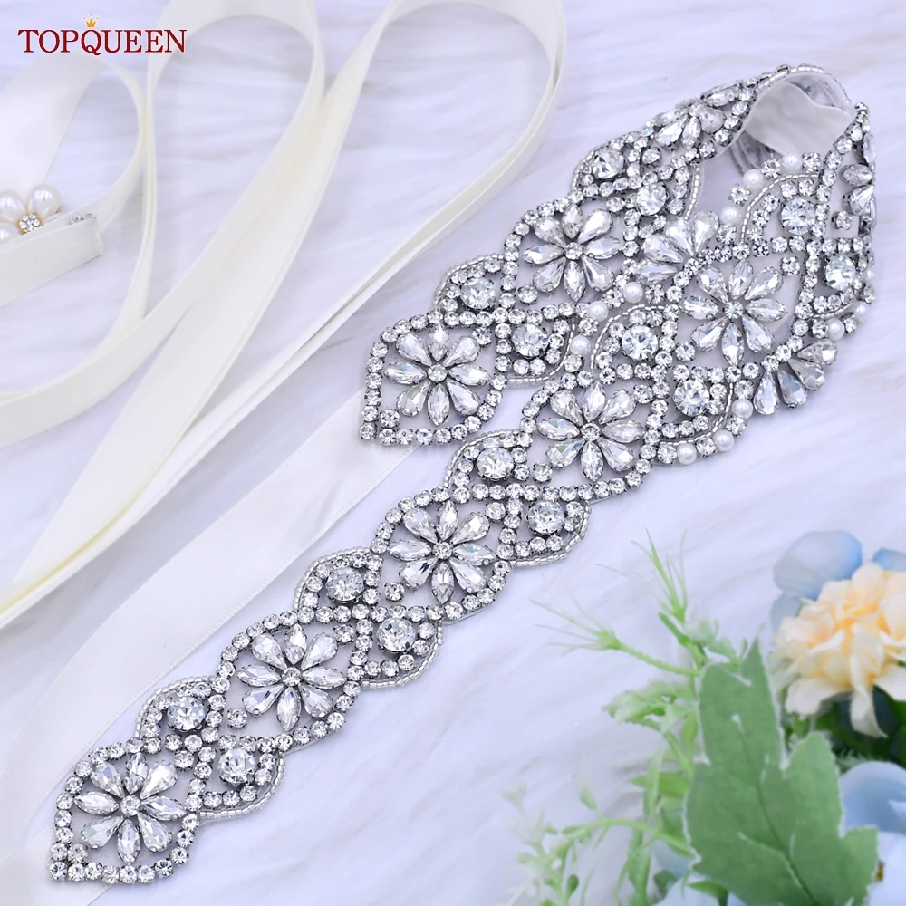 Topqueen S161B-G Dames Wedding Party Vol Goud Strass Riem Luxe Designer Riemen Voor Vrouwen Bridal Decoratieve Diamant Riem