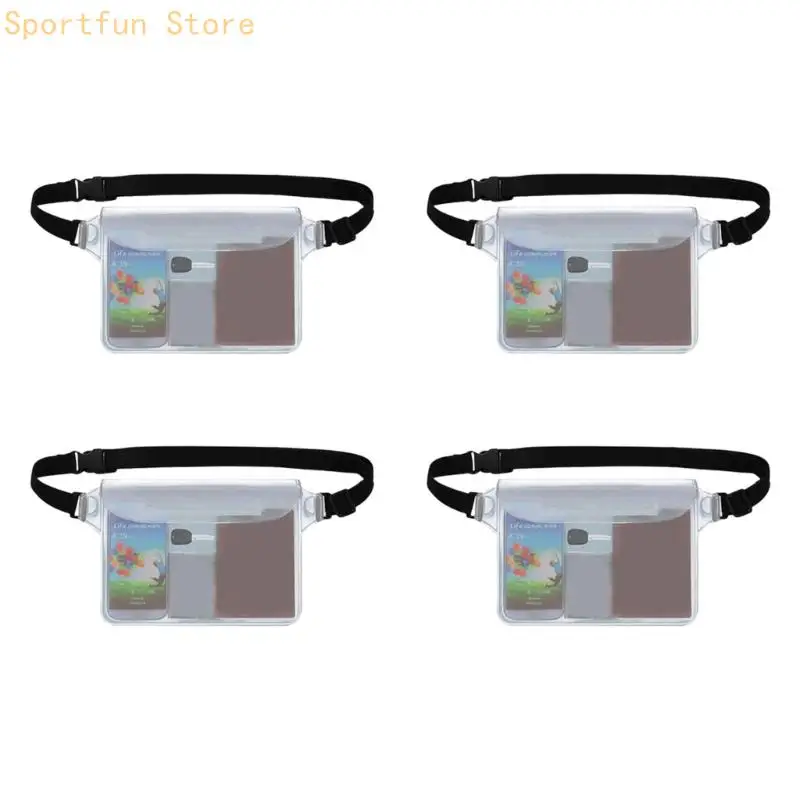 Pack of 4 Large Waterproof Phone Waist Bags Touchscreens Swim for Swimming X7JD