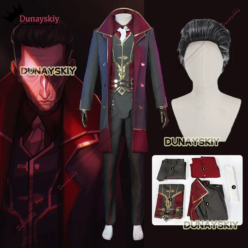 Anime Game LOL Arcane Silco Cosplay Costume League of Legends RolePlay Outfit Vintage Blazer Coat With Wig 2025Halloween Party