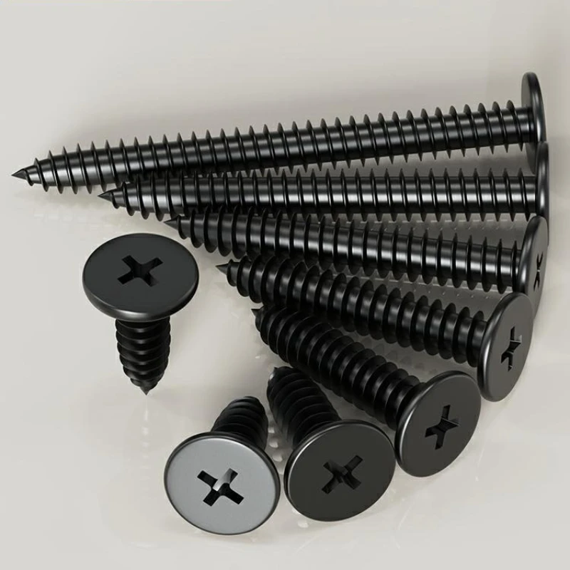 Mini Micro Self Tapping Screws M1.2-M4, Black 304 SS Ultra Thin Wafer Head Phillips Drive Fasteners for DIY & Electronics