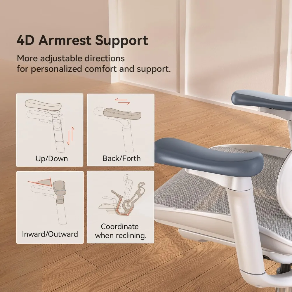 كراسي ألعاب كرسي مكتب مريح مع مساند للذراعين ثلاثية الأبعاد فائقة النعومة، دعم قطني ديناميكي لكرسي المكتب المنزلي، كرسي قابل للتعديل #6