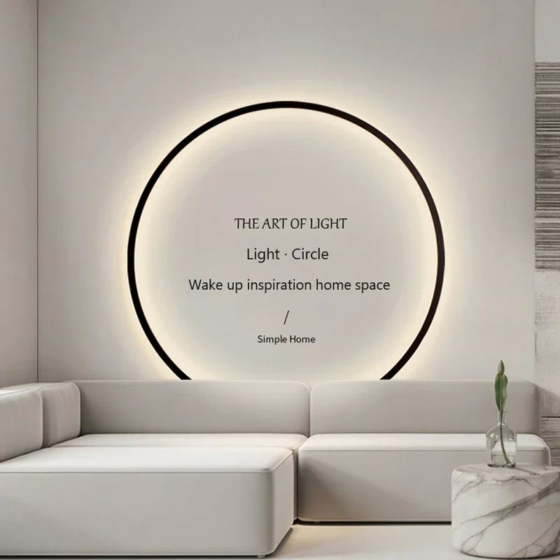 Imagem -02 - Moderno Anel Simples Redondo Lâmpada de Parede Led Home Designer Decor Círculo Nórdico Lustres Sala de Estar Quarto Iluminação de Aperte de Férias