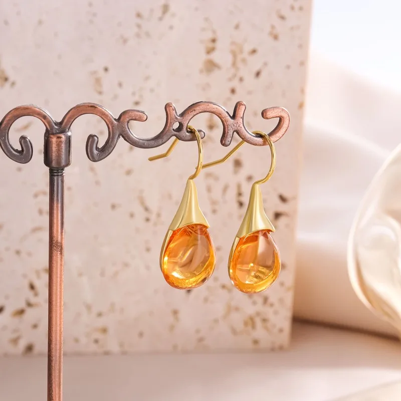 New Multicolour Crystal Water Drop Dangle Earrings Exquisite Inlay Natural Stone Hook Dangle Earring for Women Party Jewelry