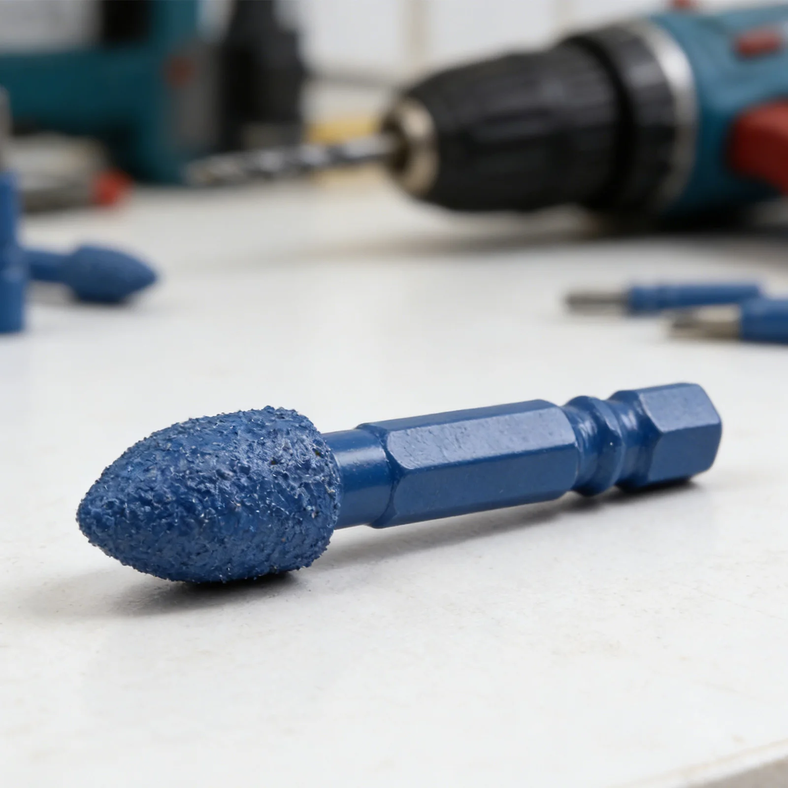 Diamond Grinding Head Set 7 Pieces for Polishing Stone Glass Jade and Carving with Hexagonal Shank for Power Tools