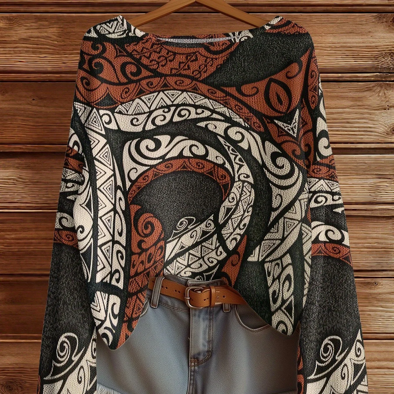

Vintage sweater Autumn Winter tribal Pullover bohemian Sweater For Women Casual Knitwear Female Clothing Soft Streetwear Tops