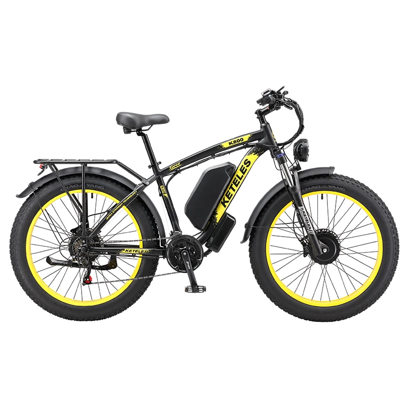 K800-2000W48V23AH EBike 26X4.0Inch Fat Tire Electric Bike Dual Motor Two Wheel Drive Off-Road Snow Mountain Electric Bicycle Mtb