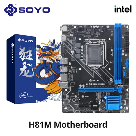 SOYO H81M Gaming Motherboard Dual Channel DDR3 M.2 NVME PCIEx16 HDMI VGA Interface LGA 1150 Supports Intel Core 4th Gen CPU