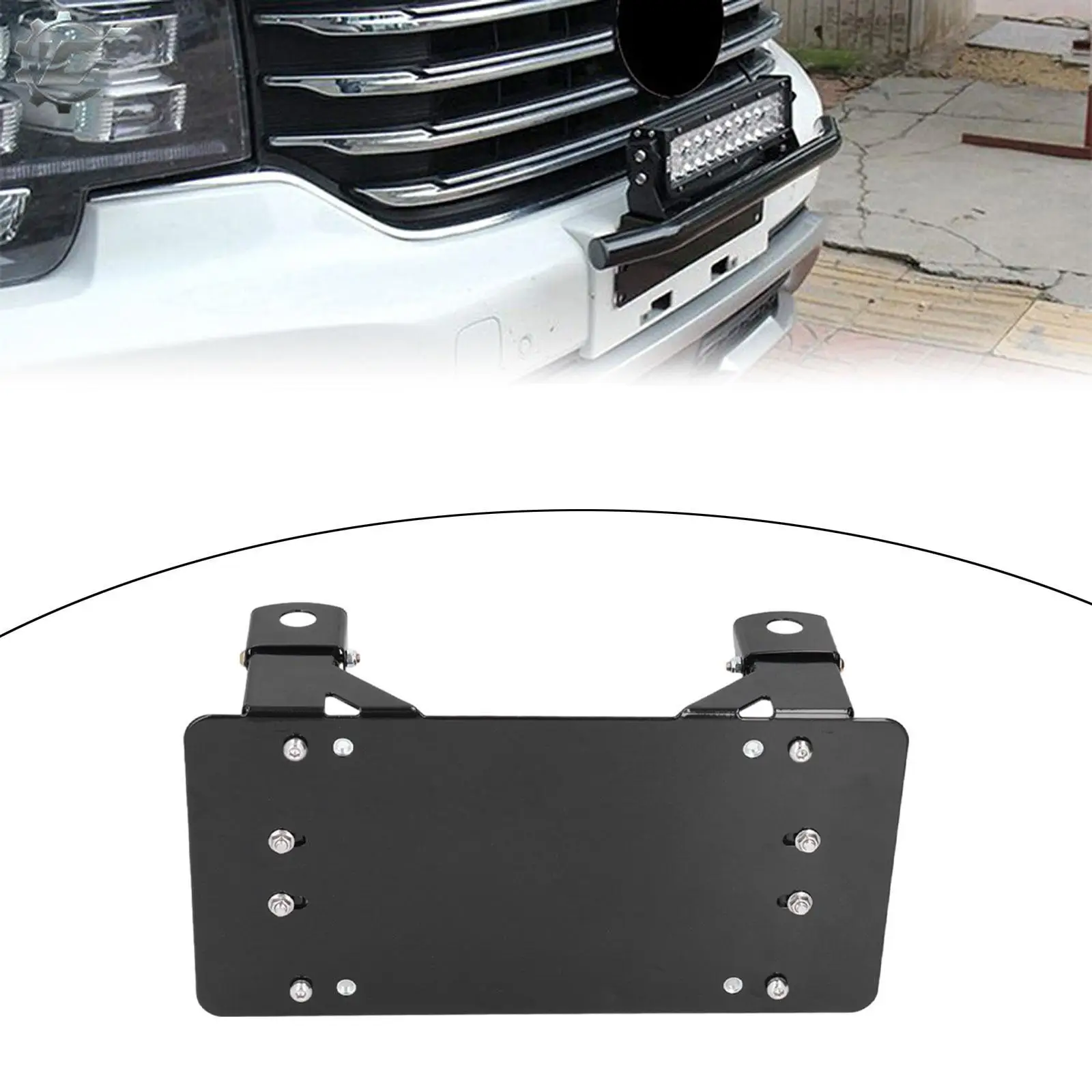 Innovative Black Flip License Plate Bracket Car Metal Holder for Winch Roller Fairlead Universal Automobile Mounting Solution