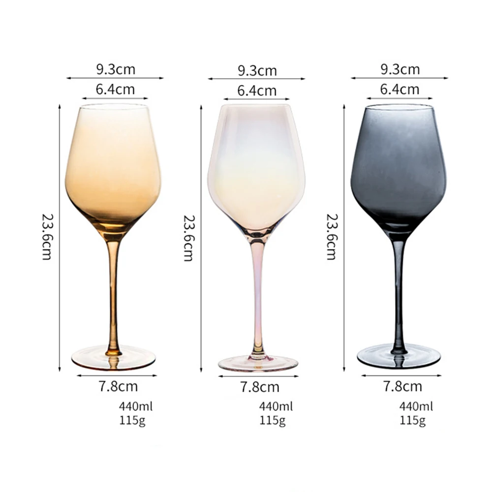 (Can Engrave Logo) Two Electroplated Crystal Red Wine Glass, 440ML Large-capacity Colorful Goblets With Box, Wedding Cup