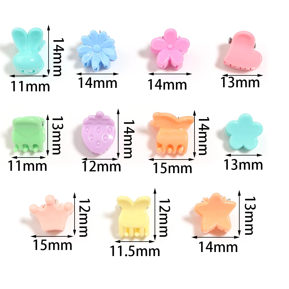 100 Stück Niedliche Y2K Haarspangen in Jelly-Farben, Blumen- und Herzform, Süße Haar-Accessoires für Kinder – Detail 7
