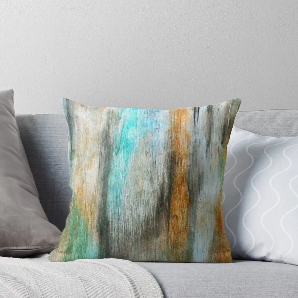 

Aqua, Orange, And White Abstract Streaks Painting Throw Pillow Cushion Cover Set autumn decoration pillow