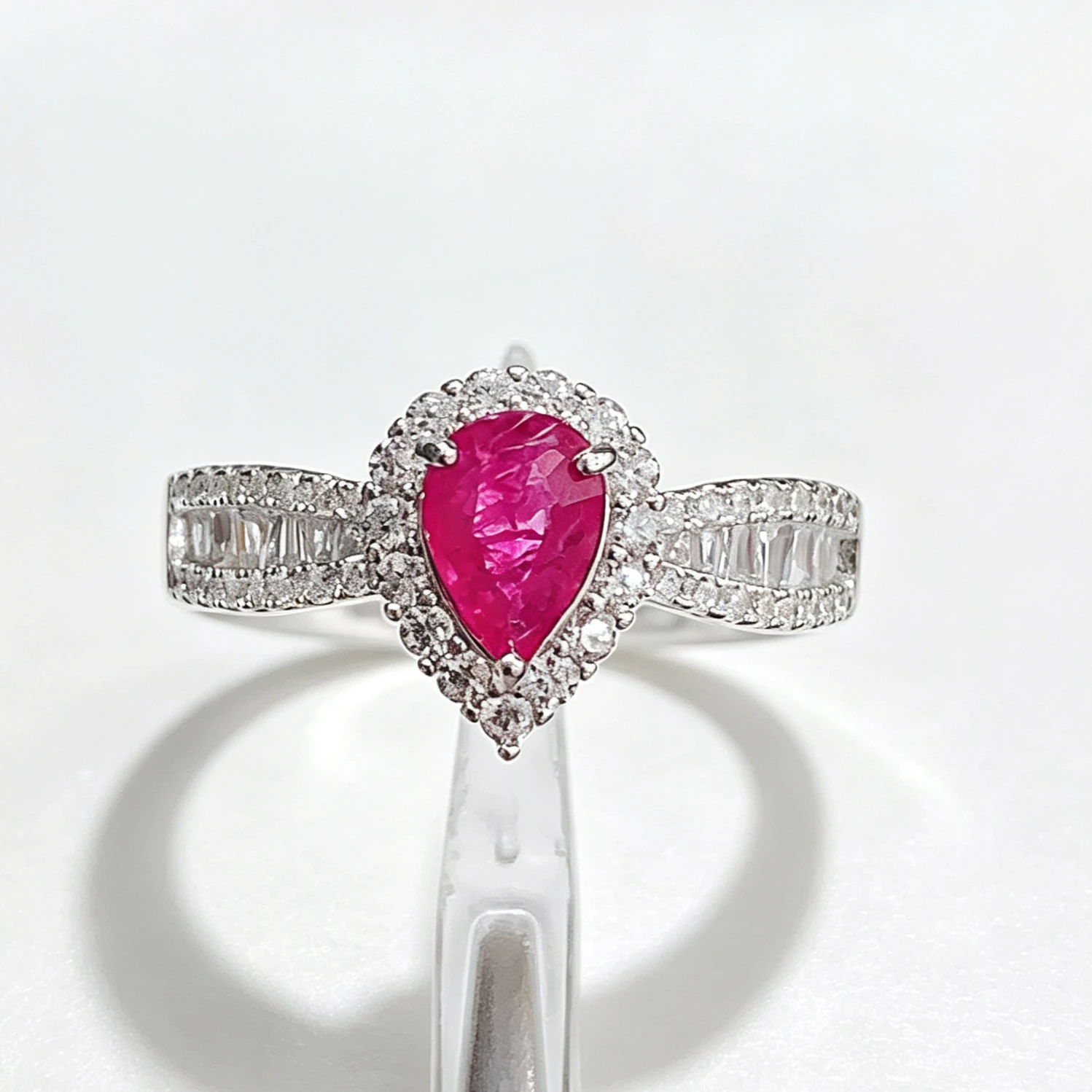 925 Silver Ring Natural Ruby Ring with Certificate 5x7mm 0.6ct Genuine Myanmar Ruby Silver Fine Jewelry with 18K Gold Plating