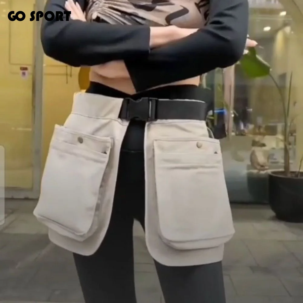 

Durable Multi-functional Waist Pack Multi-pocket Adjustable Apron Belt Bag Portable Black Fanny Pack Mountaineering