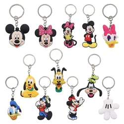 Llaveros de PVC de Disney para hombre y mujer, llaveros de Mickey y Minnie para llaves de coche, bonitos llaveros para manualidades, regalo de fiesta para niños, 1 piezas