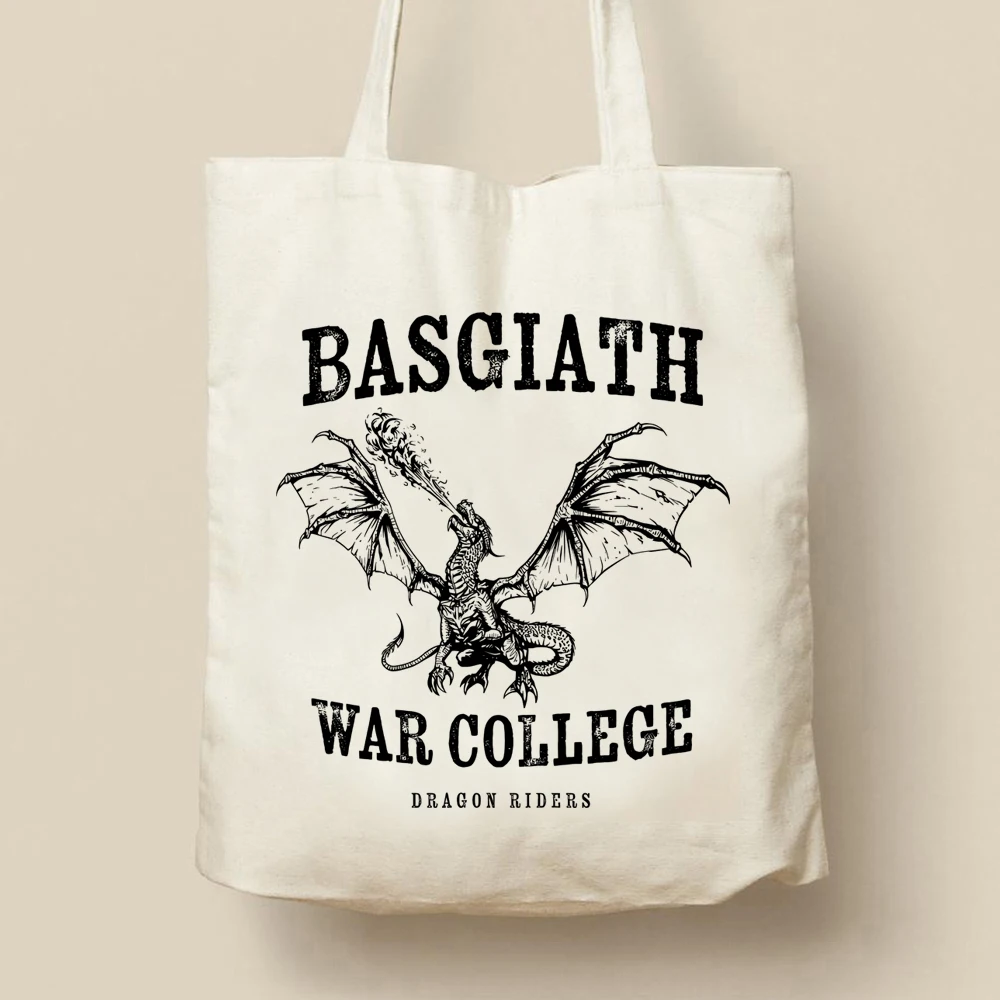 Women Basgiath War College Tote Bag Golden  Dragon Rider Fourth Wing Women Handbag Violet Sorrengail Book Lover Tendy Tote Bag