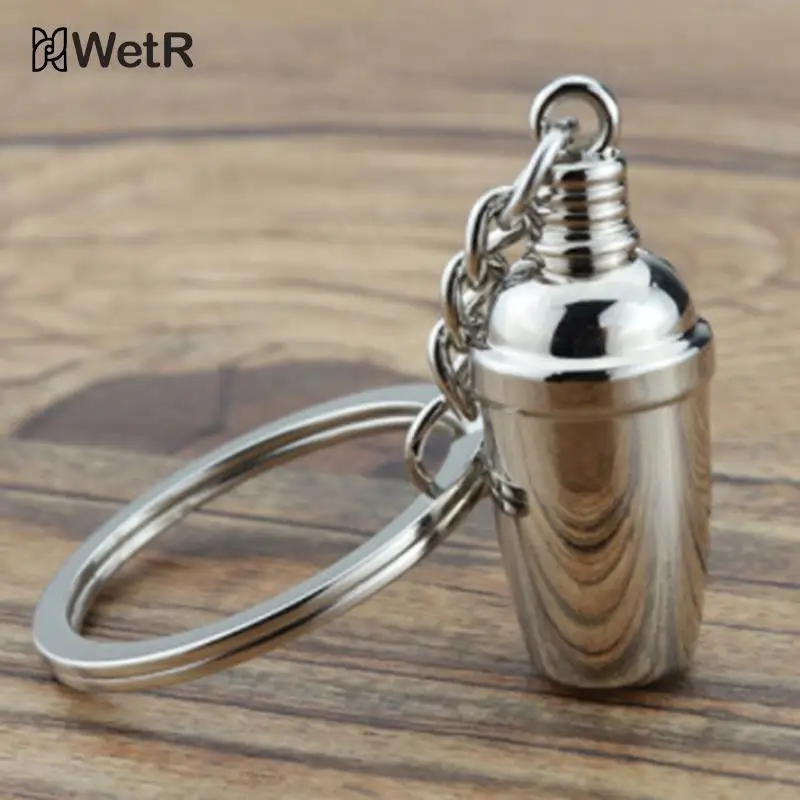 3D Mini Shaker KeychainStereo Cocktail Pendant Bar Wineware Bartender Keychain Party Gift Car Key Ring Personalized Gift