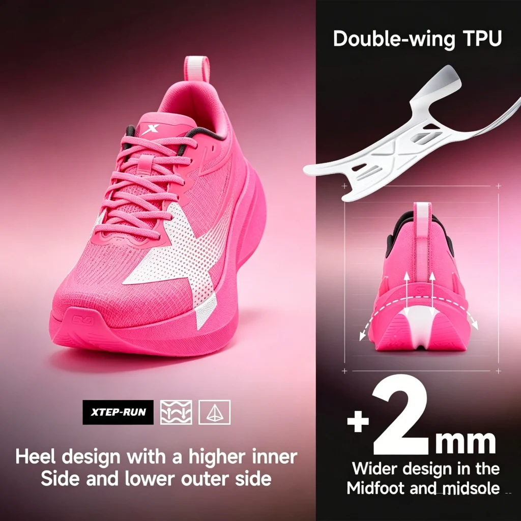 XTEP 2000KM 5.0 PRO: zapatillas de running sin plantilla, ideales para entrenamientos diarios y maratones, con amortiguación, estabilidad y gran durabilidad. Modelo 874219110026.
