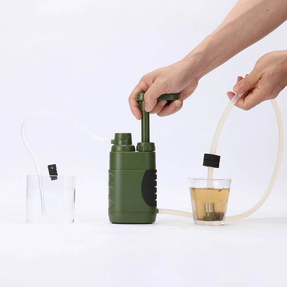 

Drinking Water Purifier Hand Operated Water Filtering Equipment 1400ml/min Survival Water Filter for Survival Emergency