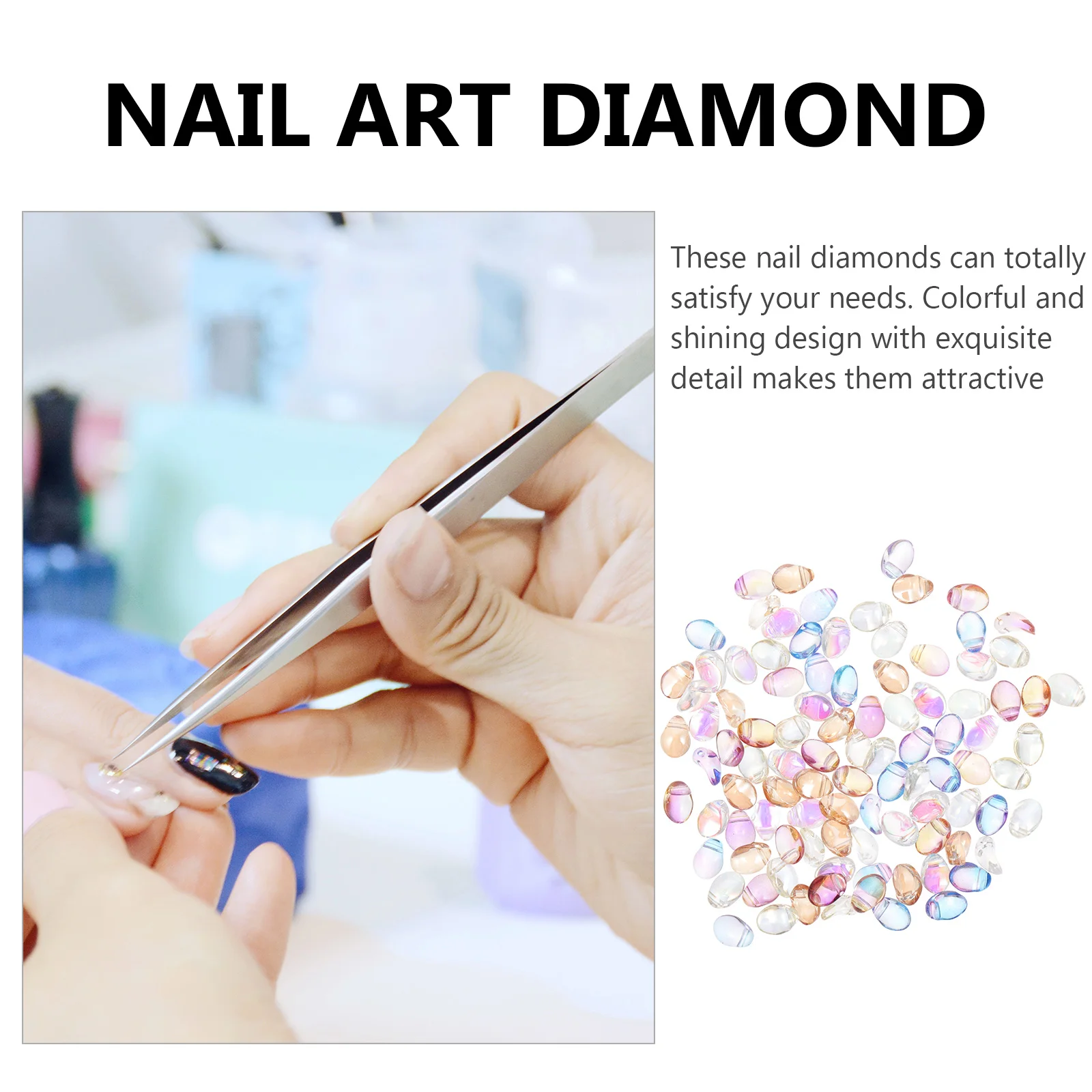 

100pcs Crystal Nail Art Diamonds Stereo Design Manicure Decorations Diy Fancy Nail Patches For Salon Professional Results Gift