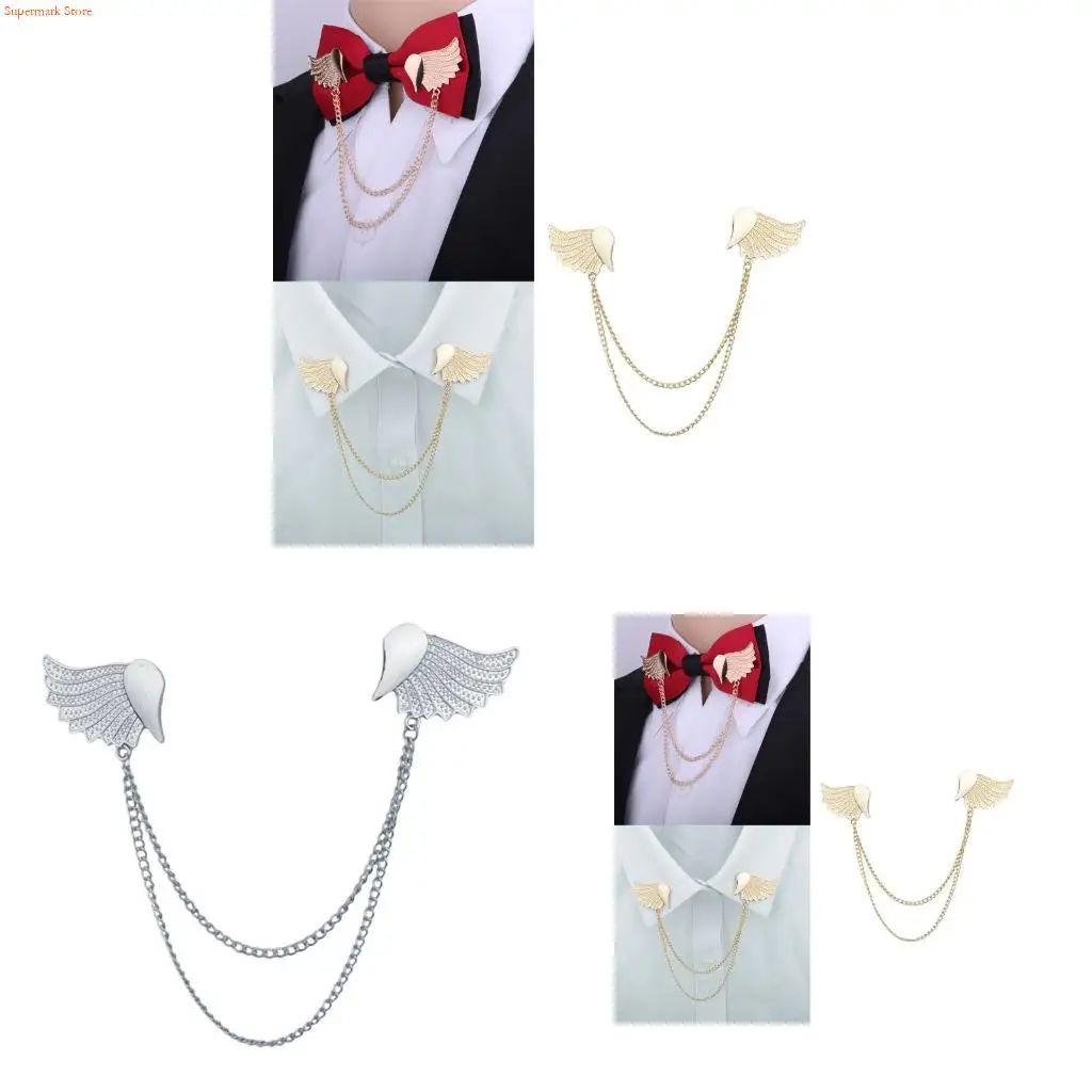 Q5WE Zinc Alloy Angel Wing Lapel Pin With Secure Closure Unique Angel Wing Tie Clip For Formal And Casual Attire