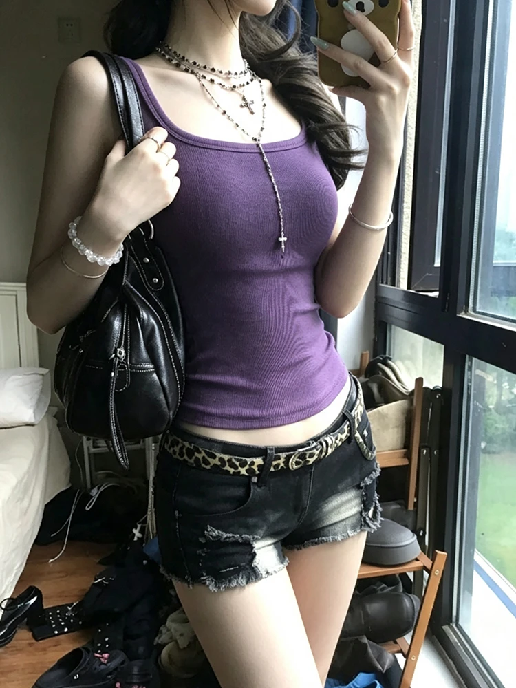 Genayooa Y2k Japanische Tanktops für Damen, schlanke ärmellose Oberteile, amerikanische Retro-Camis-Oberteile, Streetwear-Tanktops, Ästhetische Westen-Oberteile im Stil der 2000er Jahre – Detail 10