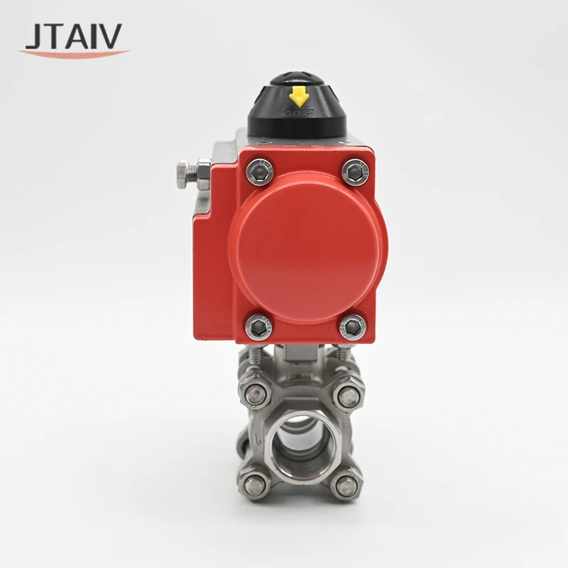 JTAIV Factory Customized DN15-DN100 Single Double Acting Sanitary SS304 3PC pneumatic actuator Pneumatic Threaded Ball Valve