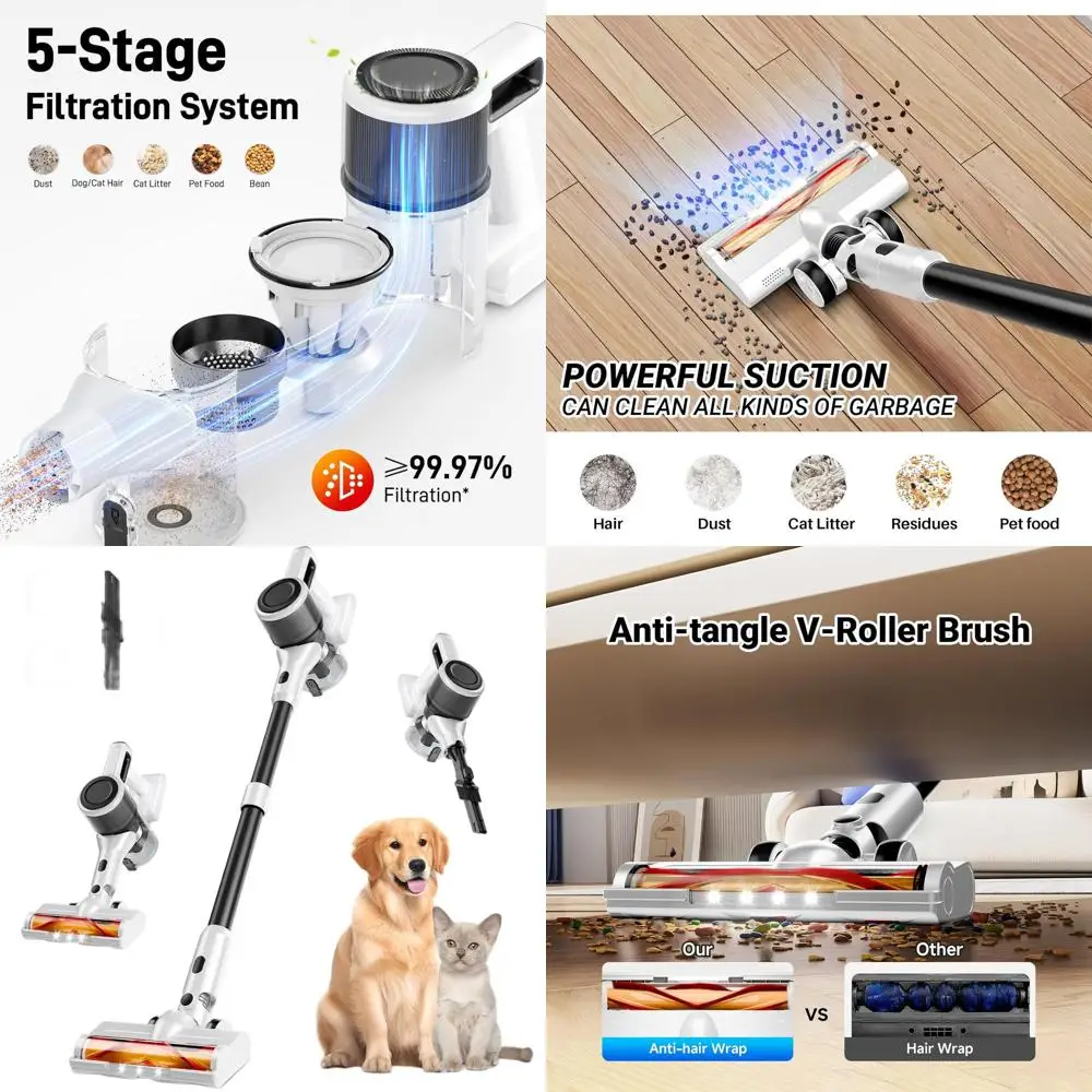 

8-in-1 Lightweight Cordless Vacuum, 45 Mins Run Time, Powerful Suction for Hard Floors, Carpets, Pet Hair - W-N5