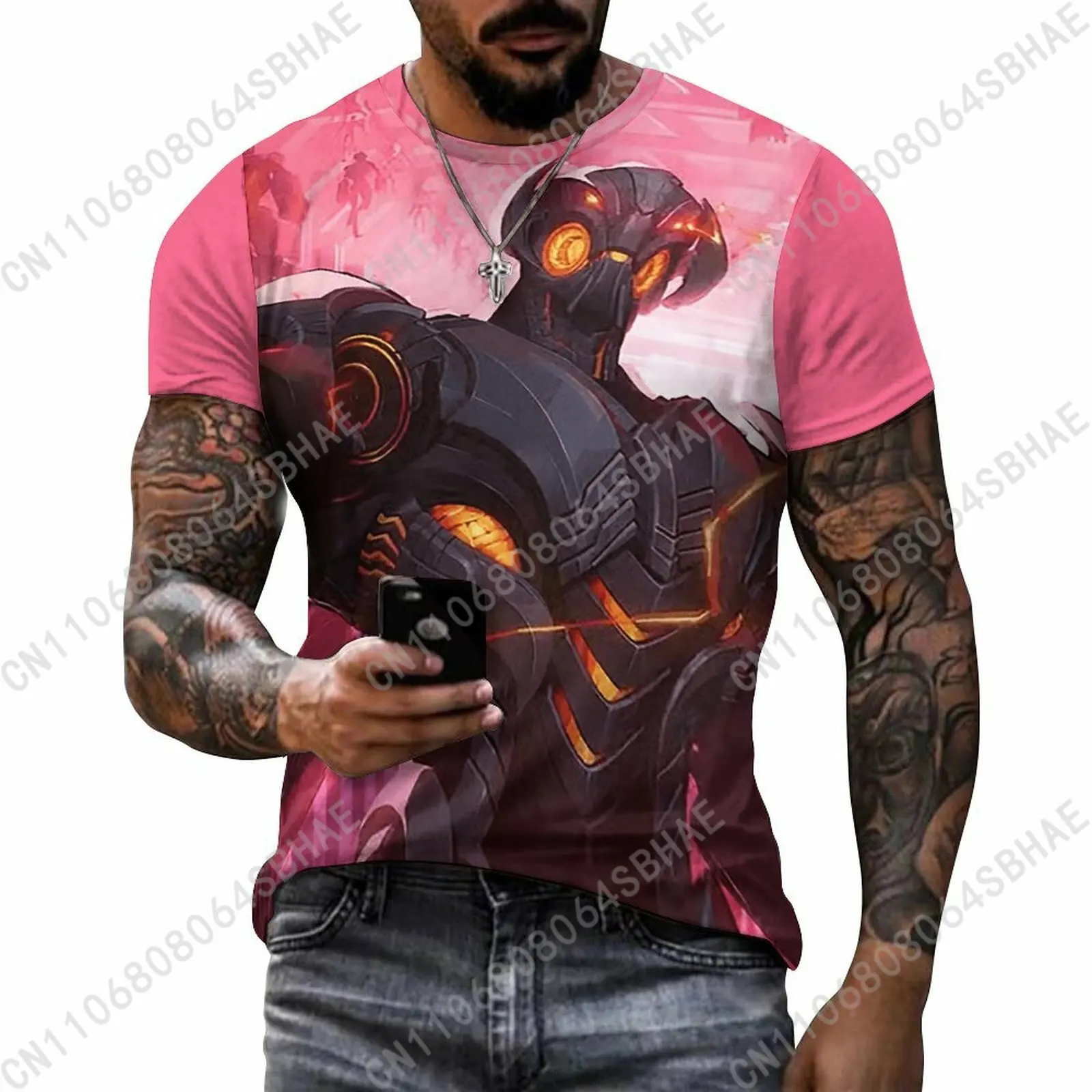 

Marvel Ultron Custom Pattern Men's Cotton T-Shirt Short Sleeve Tee Men Tops Personalized Tshirt Summer Cosplay