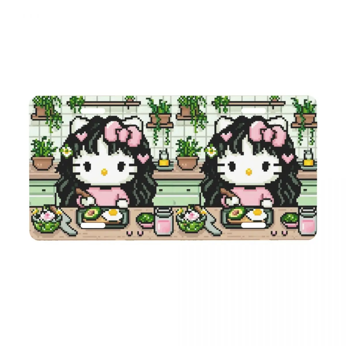 

Custom Hello Kitty License Plate Cover Manga Aluminum Metal Funny Decorative Car Front License Plate Vanity Tag 6 X 12 Inch