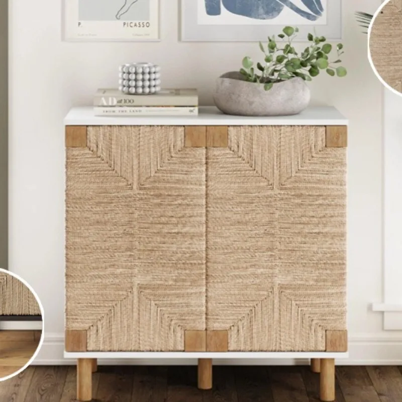 Rattan cabinet door shoe cabinet entrance cabinet, new Chinese storage control cabinet
