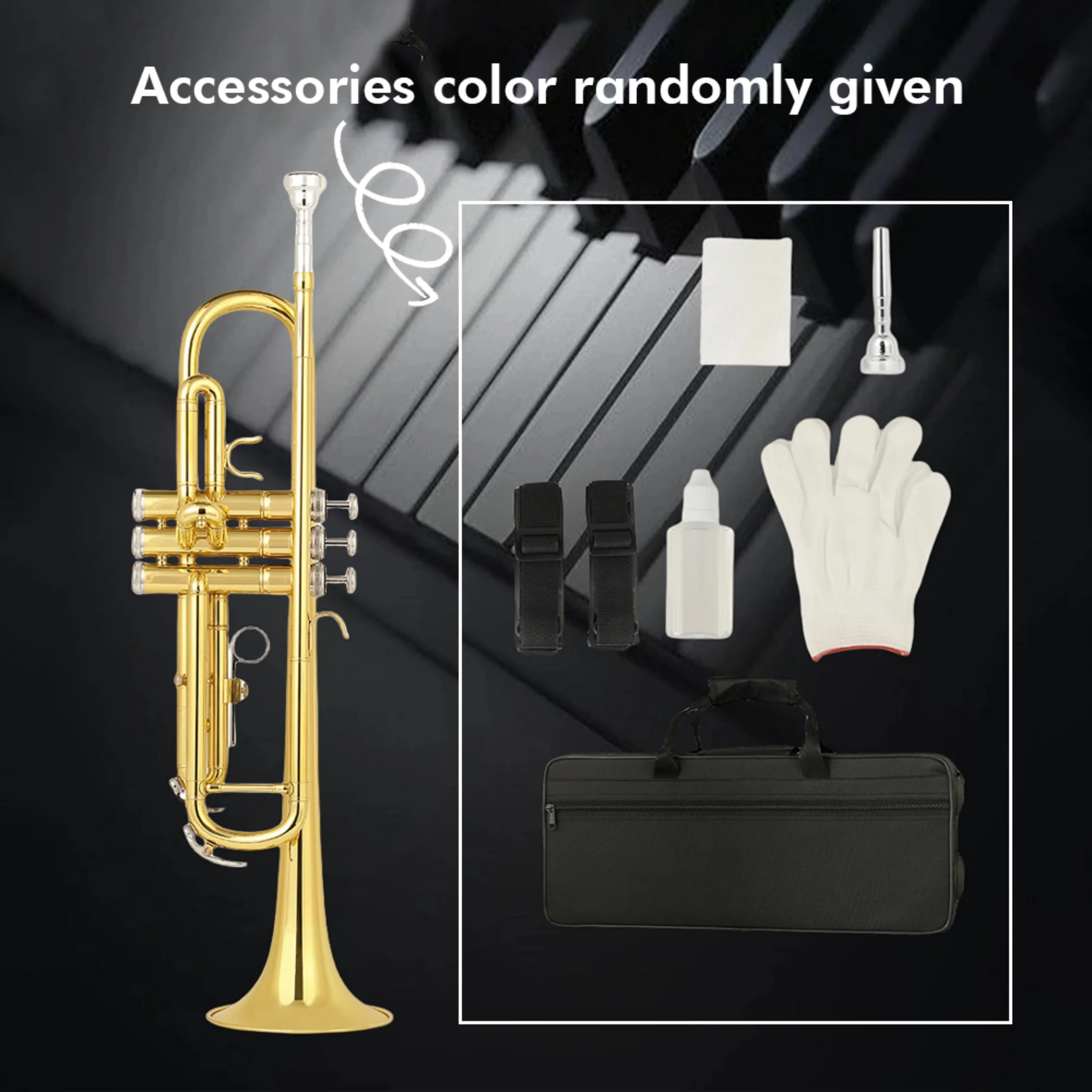 

Bb Standard Trumpet Set for Beginner or Advance Student, Brass Student Trumpet Instrument With Hard Case, Cleaning Kit for you