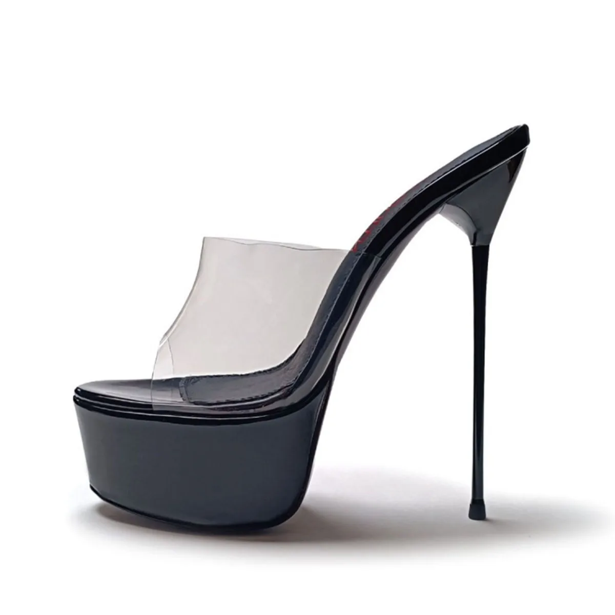 

Arden Furtado Summer transparent PVC Peep toe Slippers Round toe Platform Super high heel Word slippers Catwalk shoes